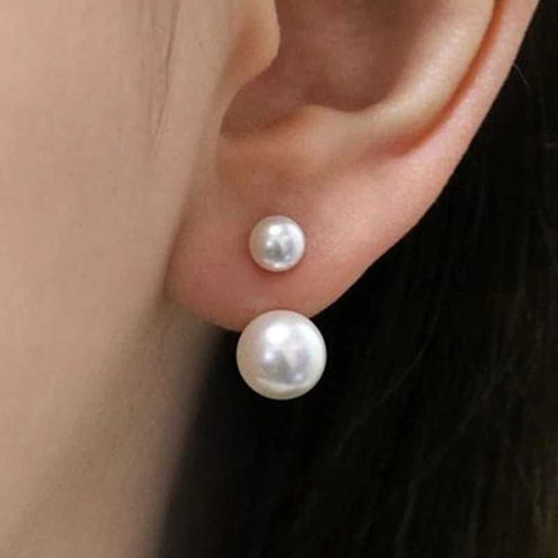 Huitan Double Imitation Pearlings for Women Creative Design Fashion Versatile Female Earring Daily Wear Temperament Jewelry W241023