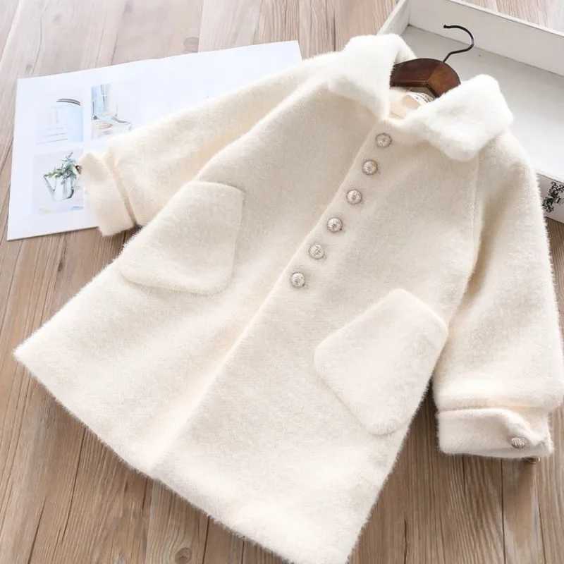 Girls autumn and winter jacket velvet thick fashionable winter clothing childrens long wool coat new HPY007 W241023