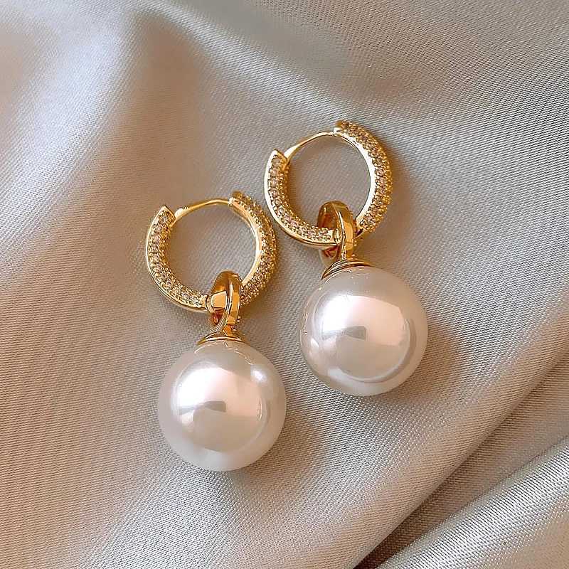 Advanced Geometric Circular Miniature Set Zircon Pink Pearl Pendant Earrings for Women 2023 Fashion Jewelry Decoration Girls Earrings W241023