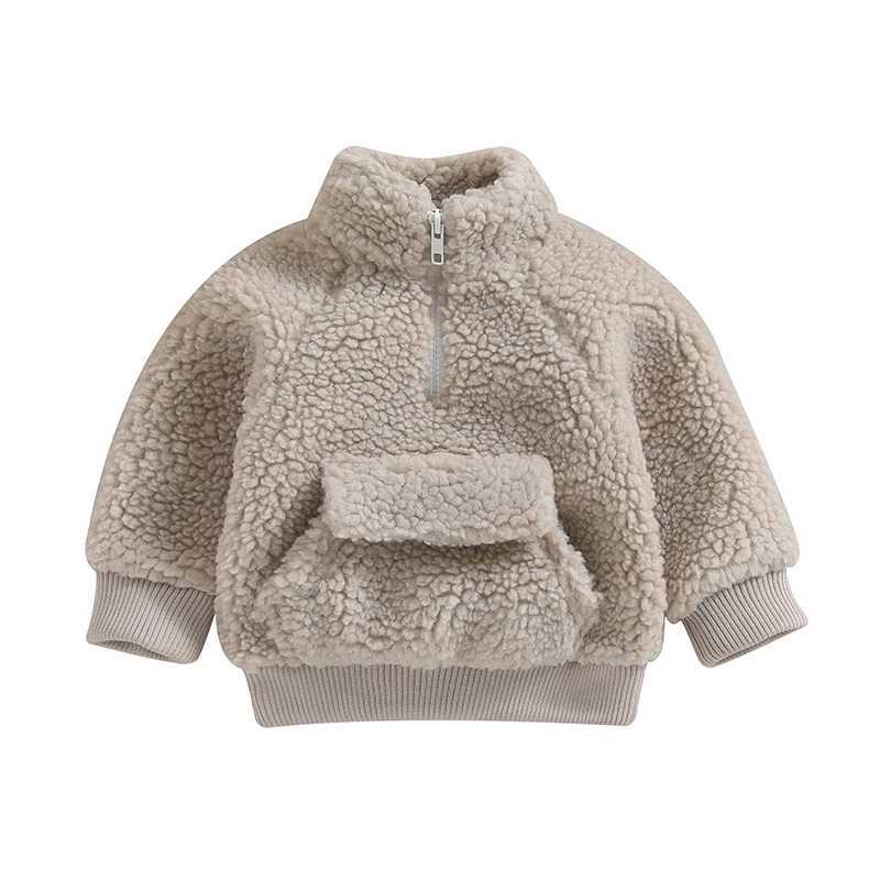 Preschool boys and girls wool jackets faux fur coats warm Sherpa lined jackets newborn autumn and winter clothing jackets W241023