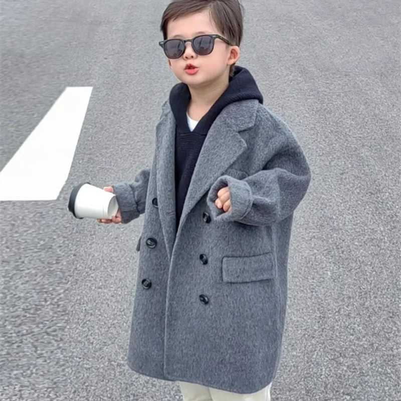 Mens wool jacket windproof jacket 2024 retro warm thick autumn winter cotton school childrens clothing W241023