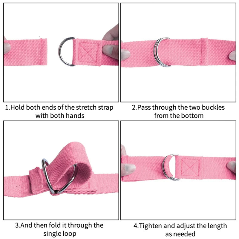 180cm Fitness Yoga Strap Durable Cotton Resistance Band Exercise Straps Adjustable Dring Belt Buckle Training Waist Leg Pilates 241024