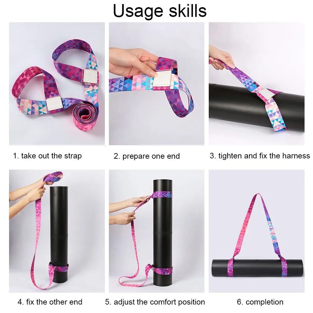 Nylon Colorful Straps Yoga Mat Strap Belt Adjustable Sports Sling Shoulder Carry Exercise Stretch Elastic 241024