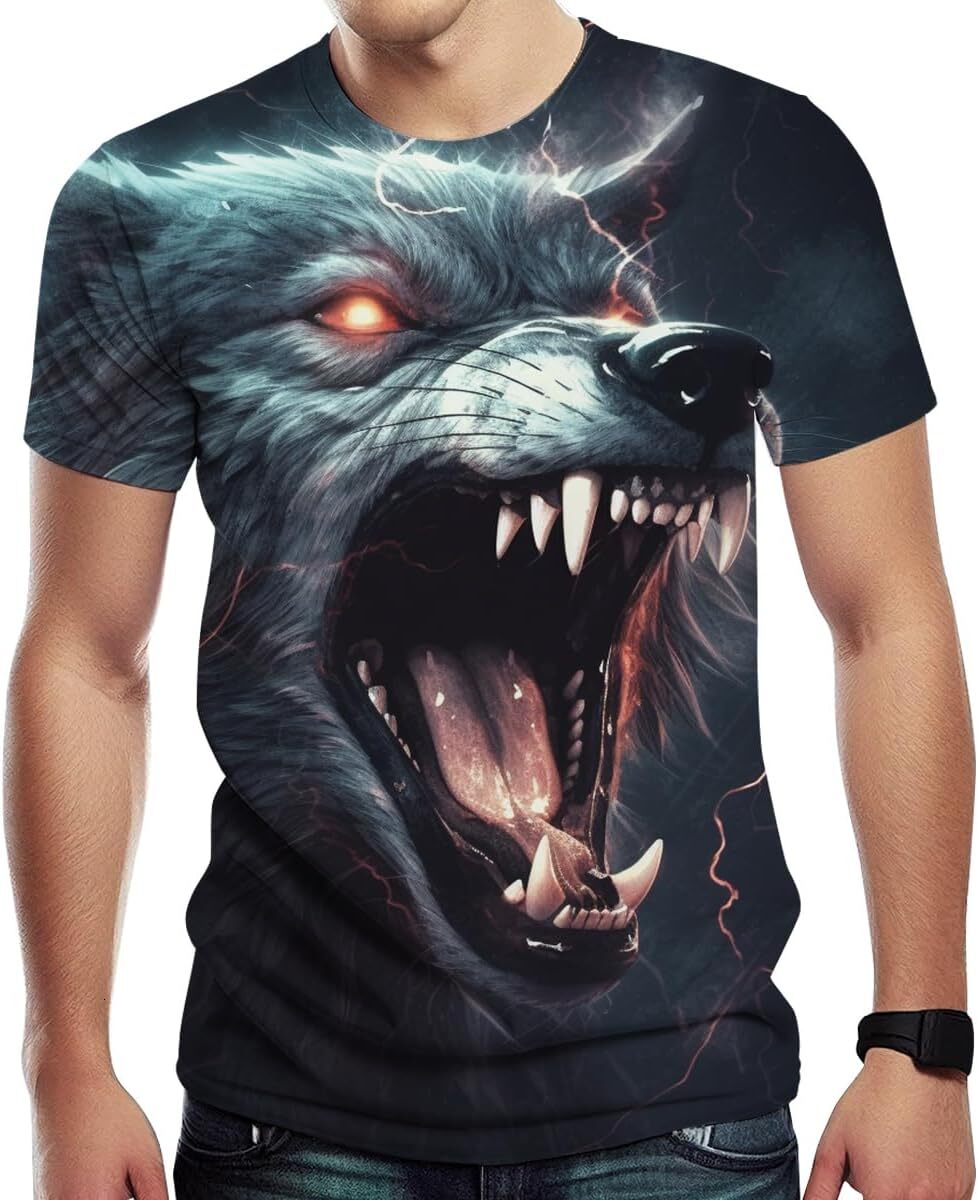 Mens T shirt Men's Novelty T-Shirt Wolf Graphic Print Sporty and Casual Tee Top tee Casual tops summer clothes cool