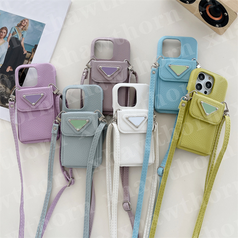 Mens Womens 16promax Iphone Case For 16 15 14 Pro Plus 13promax 13pro 12 Fashion Designer Iphone Cardholder Crossbody Phone Back Case Straps