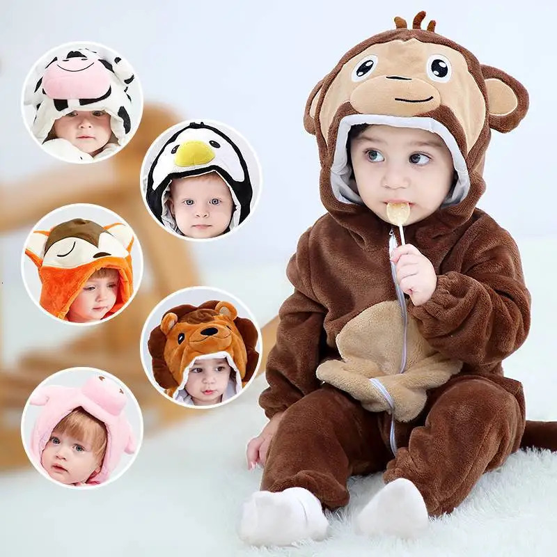 Preschool boy Onesies baby girl Kigurumi sleepwear dragon unicorn cow animal role-playing costume winter plush jumpsuit 1 to 2 3 4 years 241024