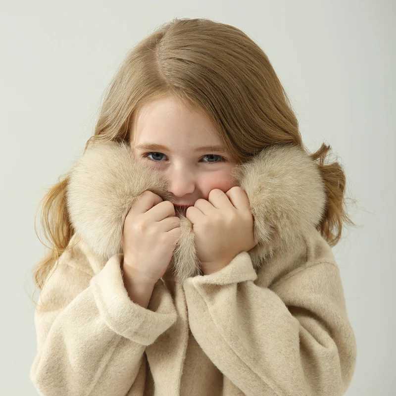 Hooded double-sided cashmere 2022 new winter childrens clothing womens wool coat womens fur coat womens winter clothing W241023