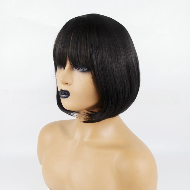wigs human hair Synthetic wig for women short straight bob with bangs