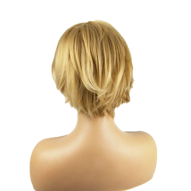 New arrival wig female fashion short straight light blonde short curly hair full head wig
