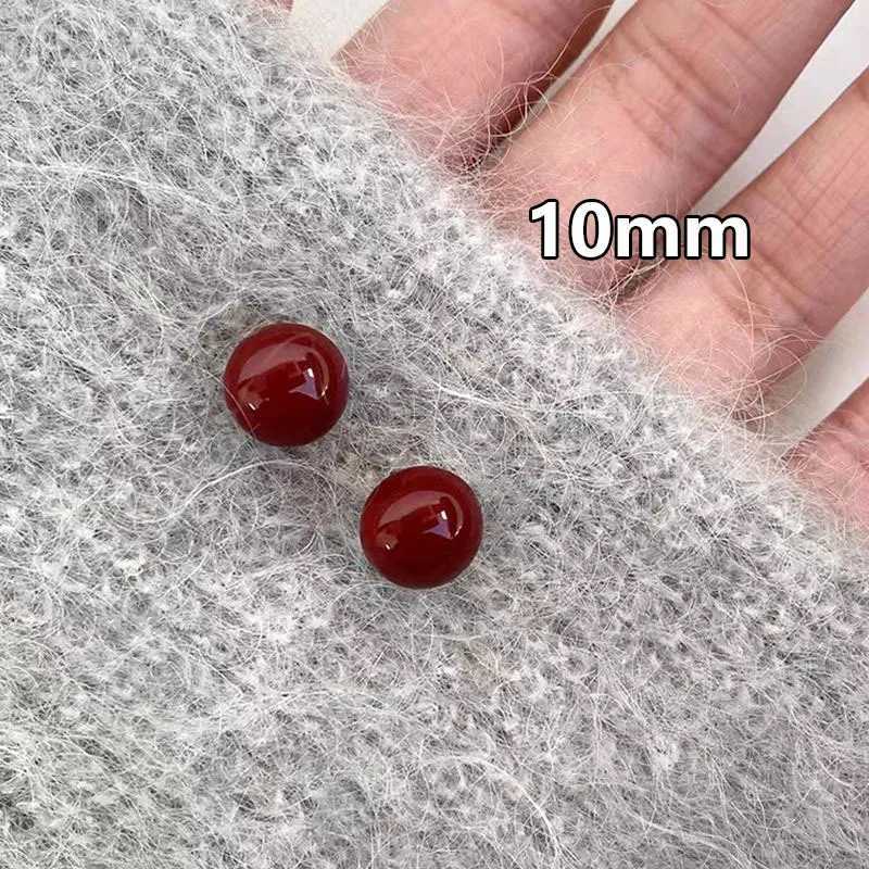 South Korea Autumn And Winter Wine Red Round Stud Earrings For Women Fashion Cute Sweet Geometry Jewelry GiftsX241023