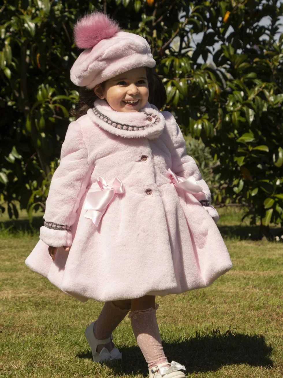 1-12Y Baby Girl Autumn Winter Pink Palace British Spanish Princess Wool Coat Leisure Holiday Par Christmas W241023