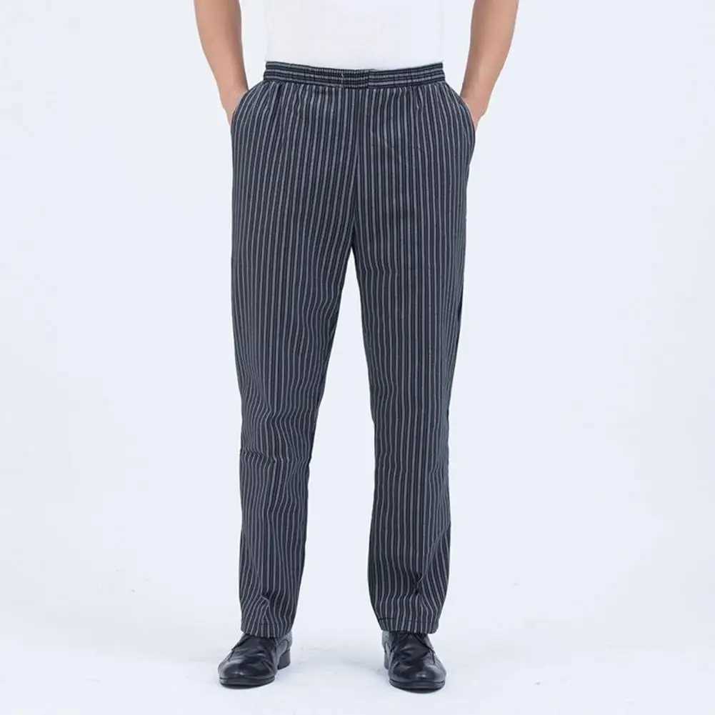 Chef Pants unisex loose elastic waist soft breathable pocket Stretchy Service Cook restaurant uniform waiter safety Trouser W241023