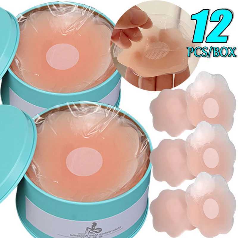 2/12pcs Invisible Chest Patch with Box Women Self Adhesive Paste Bra Lingerie Silicone Sticker Lift Up Reusable Nipple Cover PadXJ241024
