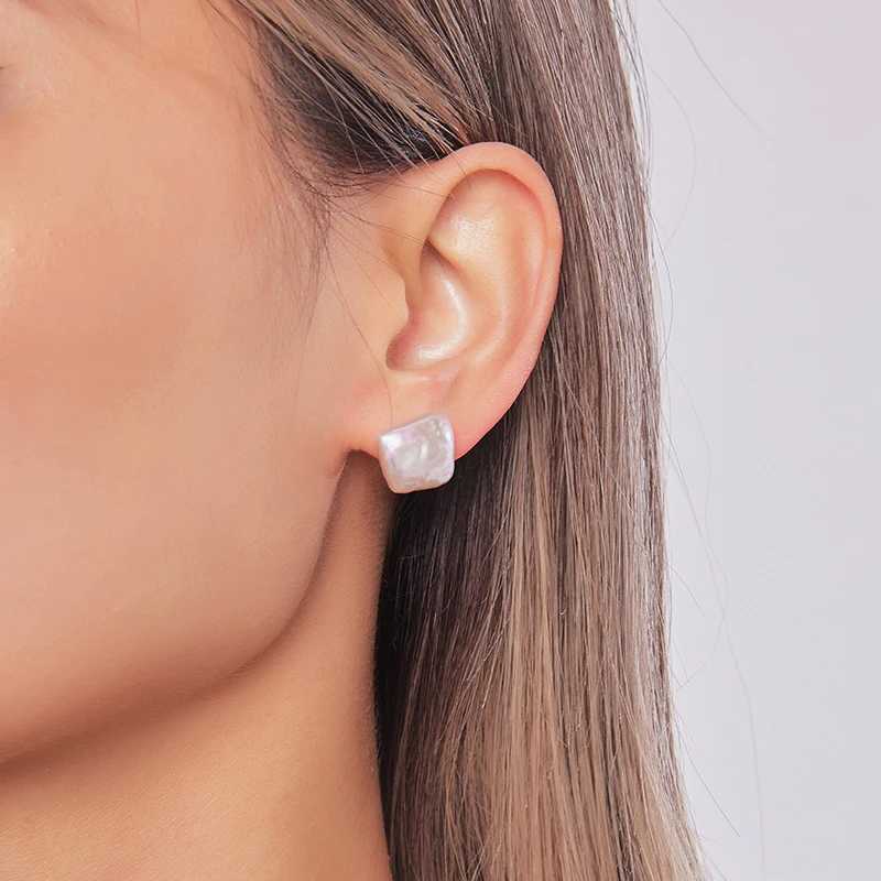 HENGSHENG 12-13mm Natural Pearls Colorful Square Baroque Earrings 925 Sterling Silver Simple For Women Girls Daily JewelryX241023