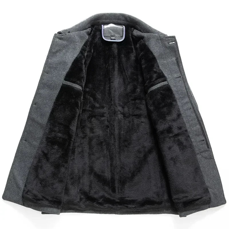 Mens wool warm winter coat mens winter wool blended cashmere trench coat high-quality mens business and leisure wool blended 4XL 241024