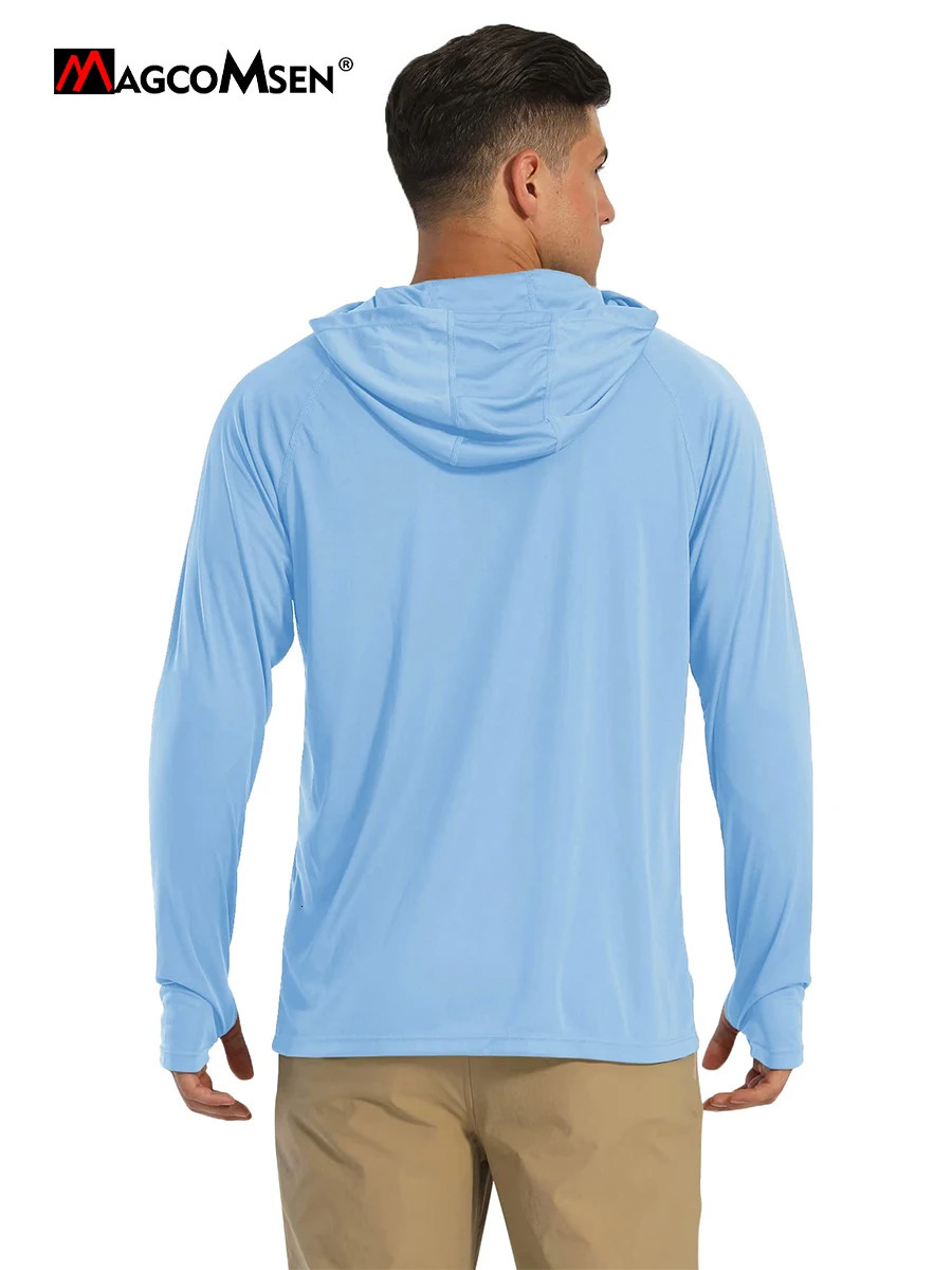 Magcomsen Sun Protection Mens Long sleeved T-shirt UPF 50UV resistant Beach Summer Hoodie Quick drying Multi color Rashguard 241024