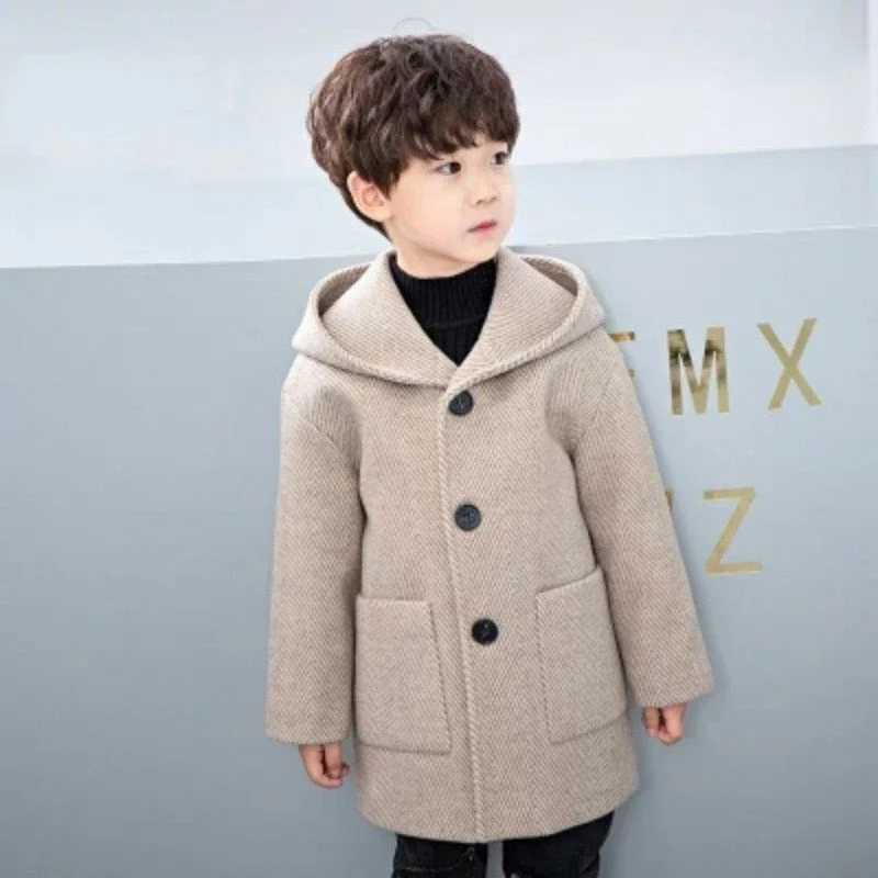 Mens wool coat jacket windproof jacket 2024 blue warm thick autumn winter cotton Christmas gift childrens clothing W241023