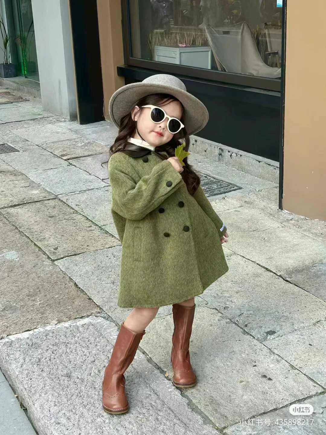 Womens coat 2024 winter new item womens chiffon womens doll collar medium long wool coat casual simple daily report W241023