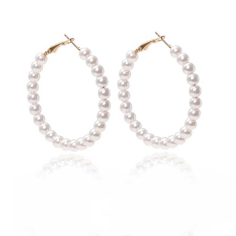 Fashionable gold and silver Imiation pearl ring earrings in sizes ranging from small to large circular earrings suitable for womens wedding jewelry Ar