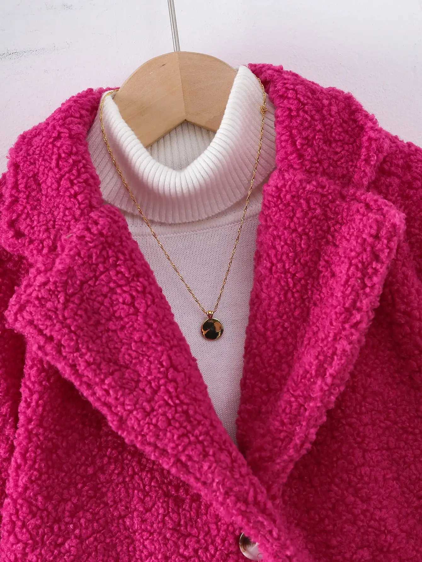 Single breasted warm wool collar dress jacket for children and girls suitable for winter Christmas W241023