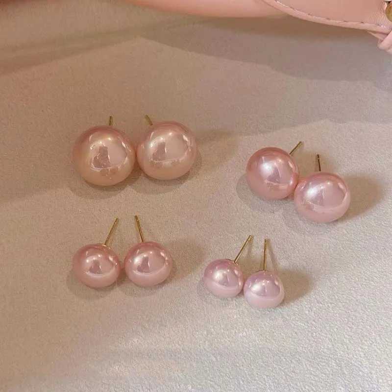 2024 New Tren Pink Pearl Earrings for Women Elegant Imitation Pearl Round Earrings Wedding Party Jewelry 10/12/14/16mm W241023
