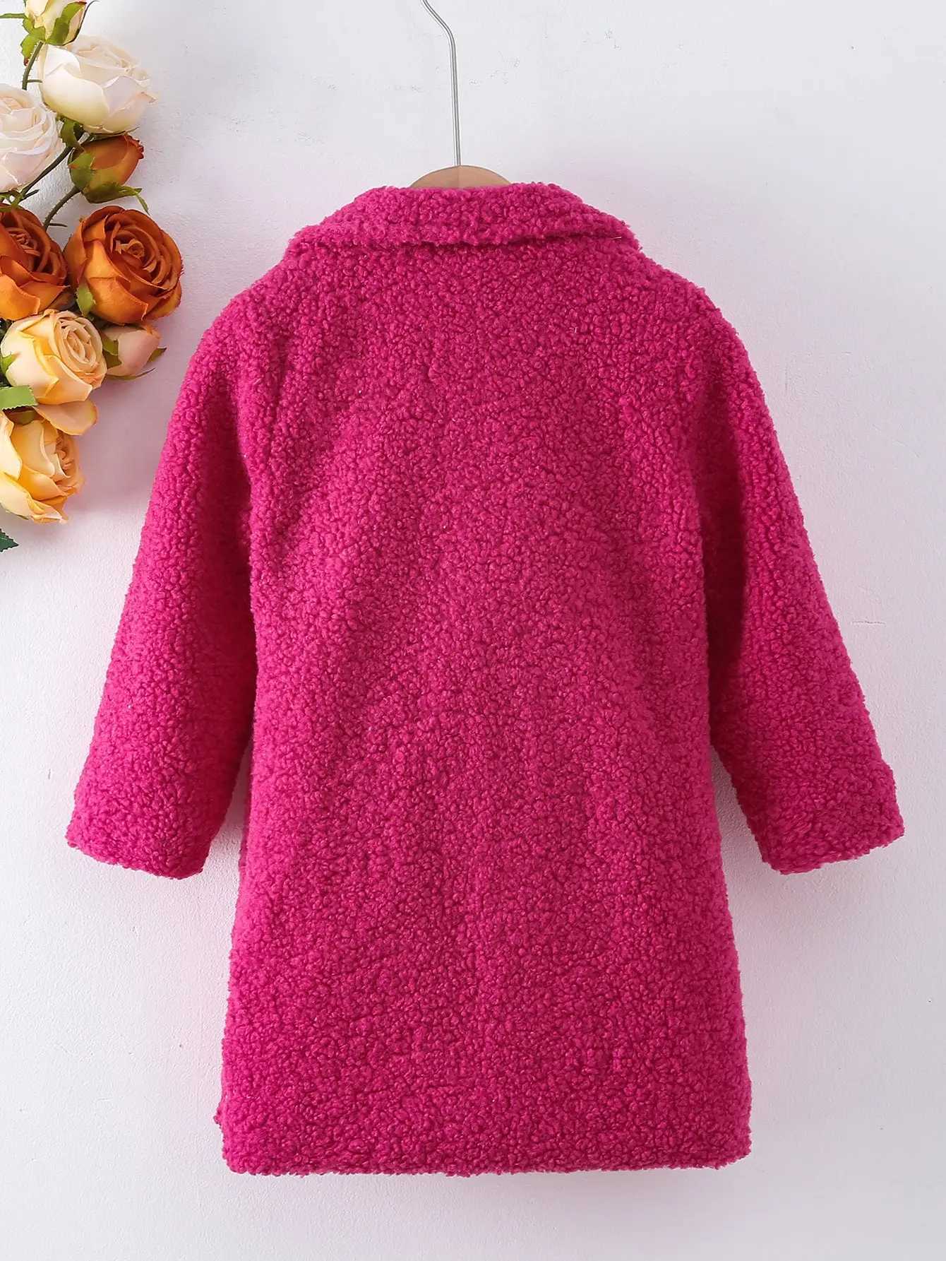 Single breasted warm wool collar dress jacket for children and girls suitable for winter Christmas W241023