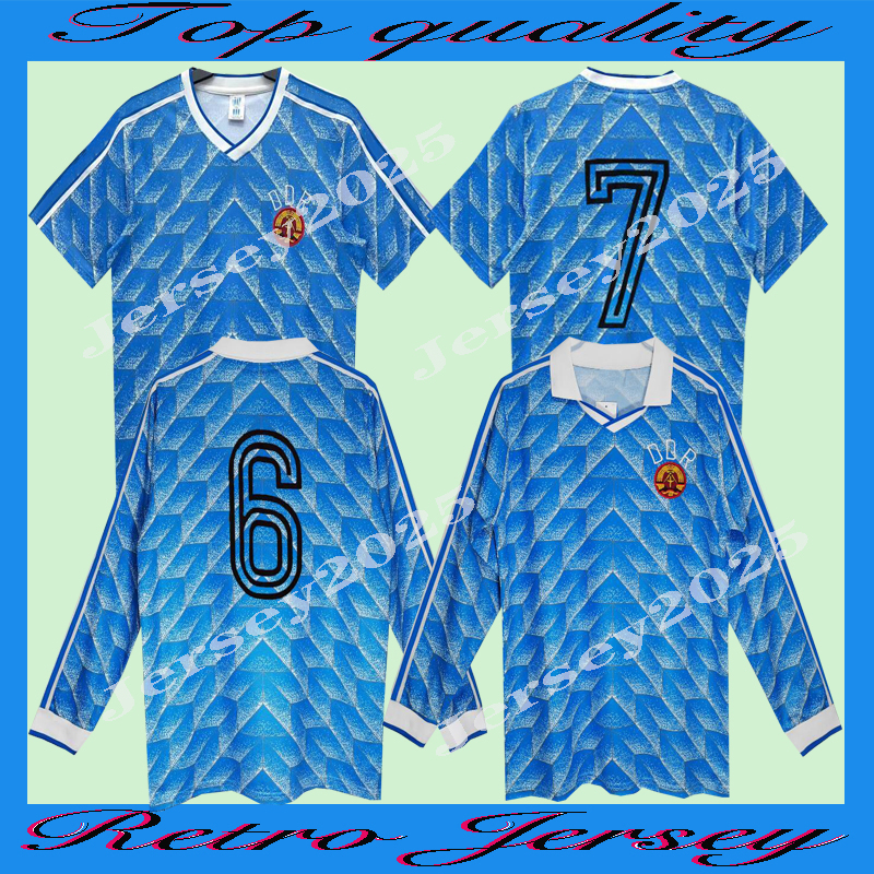 1988 1990 DDR Oberliga retro soccer jersey 88 90 EAST gerMan Stubner Kirsten Sammer Andreas Thom Thomas Doll classic vintage football Short long sleeve shirt