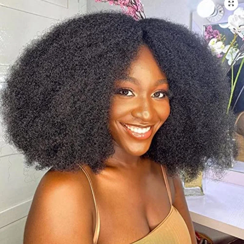 Free shipping 300% Mogolian Afro Kinky Curly Front Lace 13X4 Frontal Wig Closure Human Hair Pre-plucked /red/blonde /brown Color Wigs for Black Women