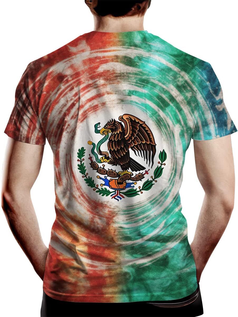 Mens T shirt Men's Tie Dyeing Style T Shirt 3D Mexican Flag Print Cool Casual Tee Top tee Casual tops summer clothes Breathable and stylish