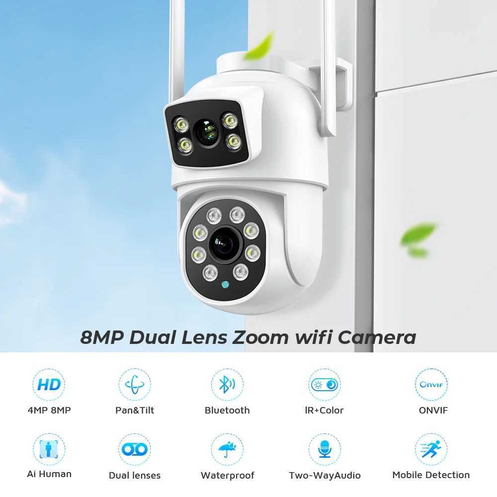 ZRHUNTER 8MP 4K PTZ IP Camera Dual-Lens Human Detect CCTV Security Camera Night Vision Outdoor Wifi Surveillance Camera ICsee Z241230