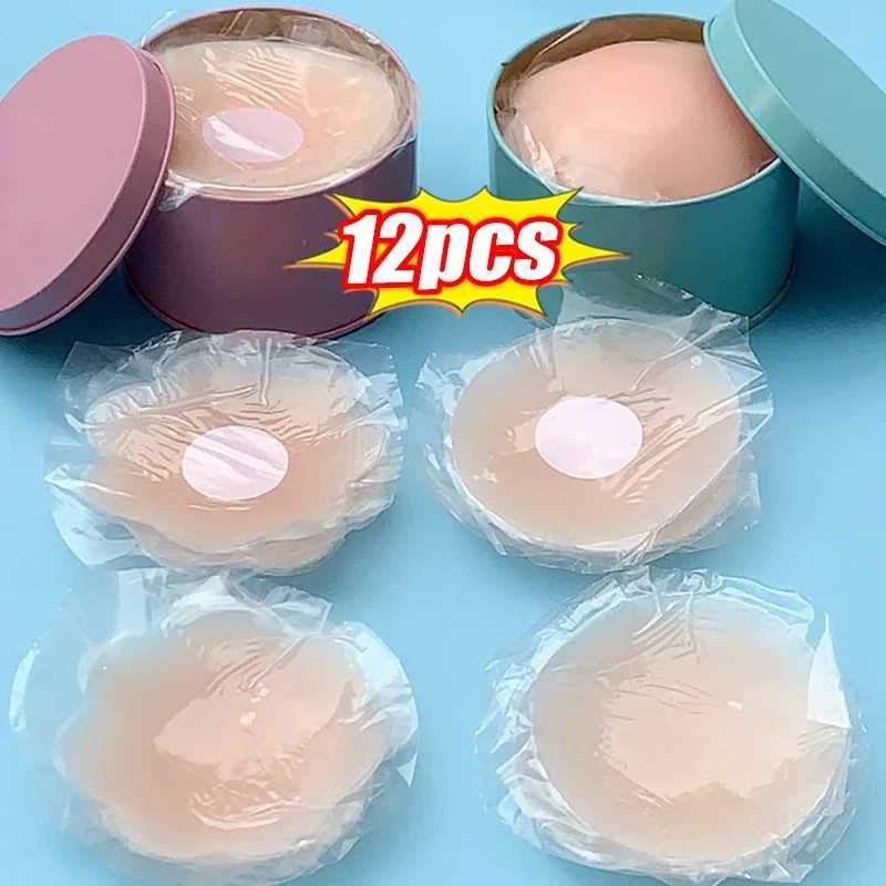 12pcs/Box Silicone Nipple Cover Reusable Women Breast Petals Push Invisible Bras Pasties Bra Padding Sticker Patch Adhesive PadsXJ241024