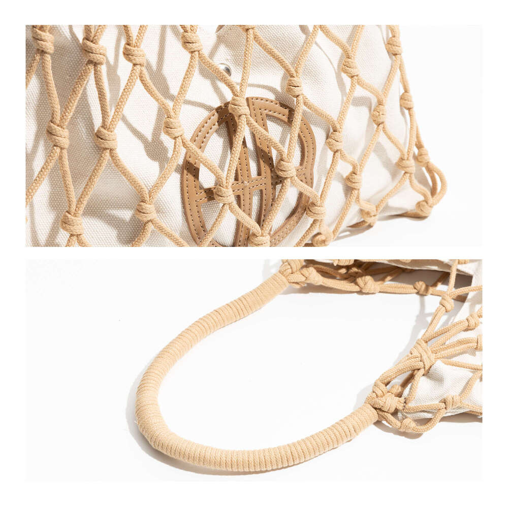 Designer Bag MABULA Cotton Rope Knit Summer Fishing Net Bag for Women Woven Aesthetic Hollow Macarme Beach Purse Travel Handbag Shopping tote bag purs