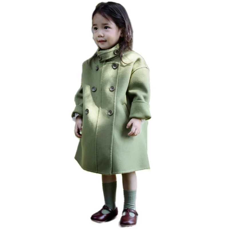 Womens wool coat windbreaker 2023 green warm thick winter cotton youth coat childrens clothing W241023