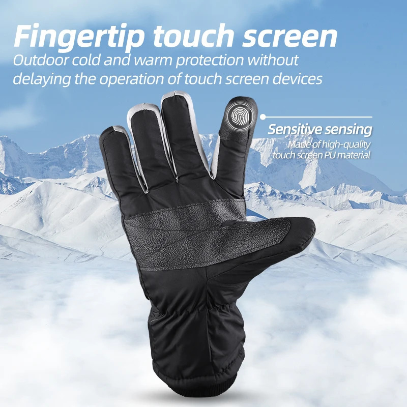 PHMAX Ski Gloves Winter Windproof Snowboard Men Women Wind Proof Thermal Fleece Touch Screen Skating Motorcycle 241024