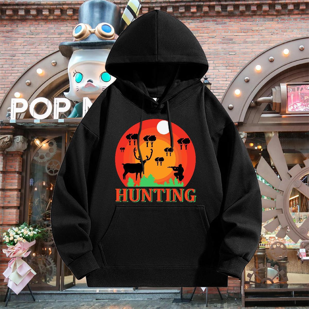 Wholesale Men Hoodie Hooded Collar Breathable Loose Men Tops Hoodie Customized Top Pullover Hoodie Casual Daily Wear Velvet Thick