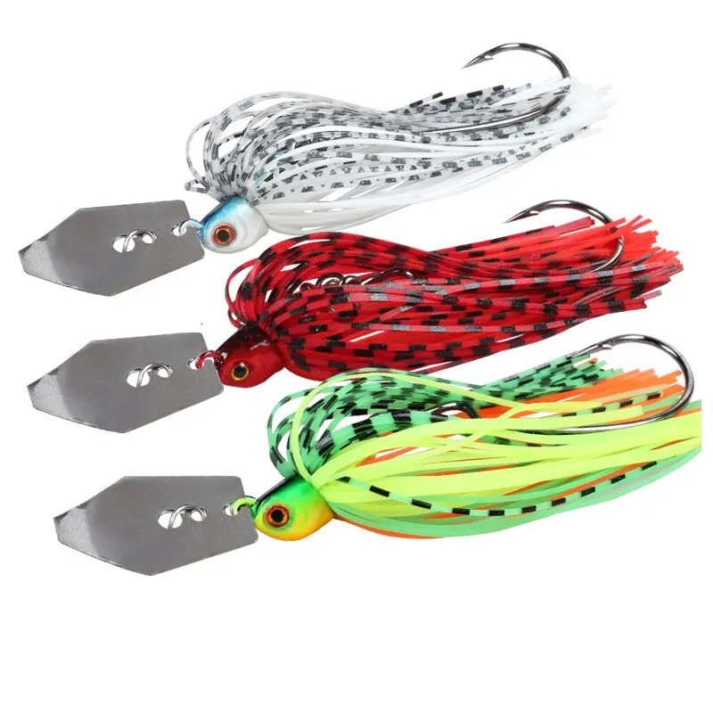 Fishing Lures 3pcs 94mm 9g Blade Metal Bait With Rubber Skirt Artificial Wobbler Buzzbait Jigging Lure Spinner 241024
