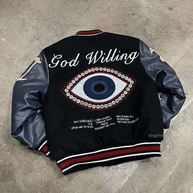 Men's Jackets American retro style embroidered puzzle baseball suit men's winter high street casual couple jacket coat trend baseball jacket
