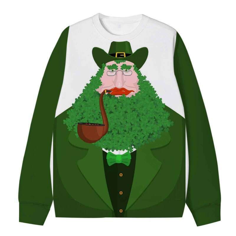 Cross border 2024 new Amazon men's hoodie Christmas 3D round neck creative funny printed top supports customization