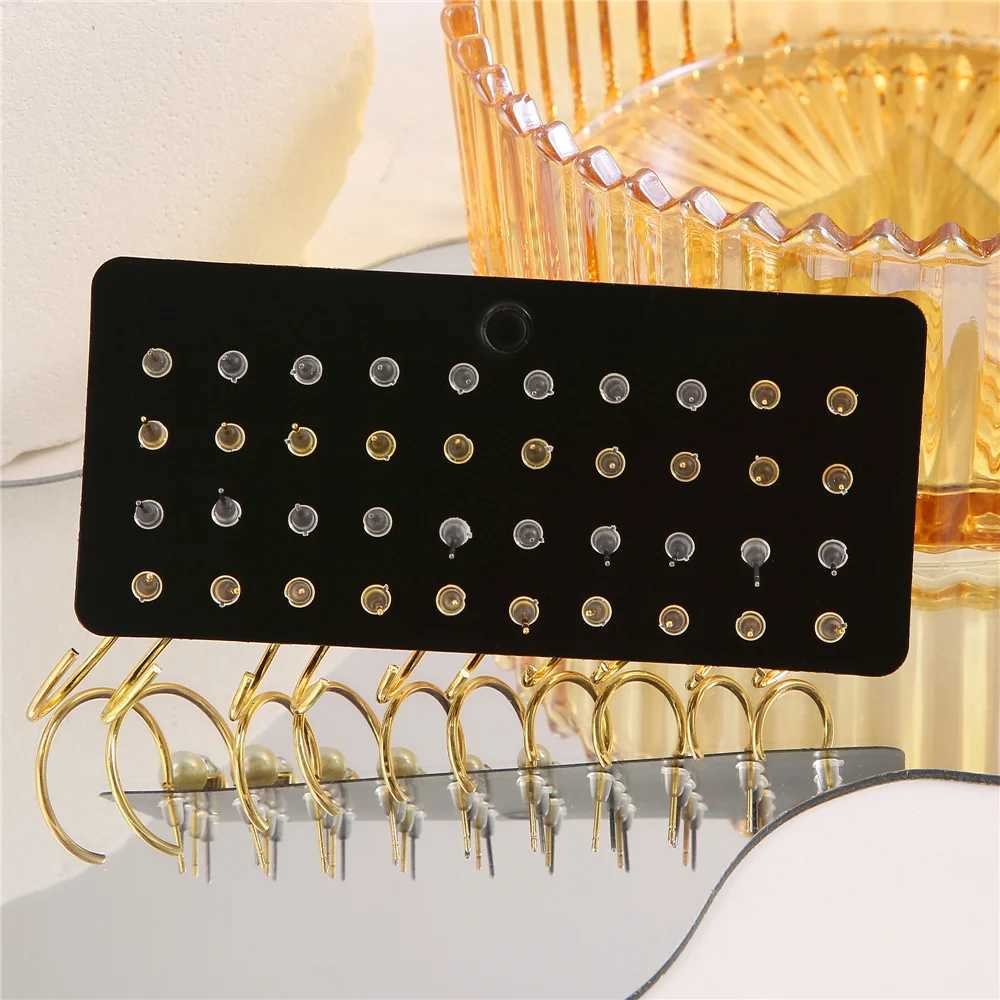 Fashion classic womens simple small stud earrings gold crystal rhinestone pearls set of 20 pairs of earrings jewelry W241023