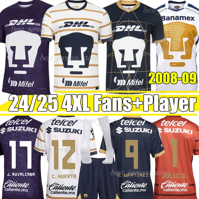 4XL UNAM Mexico 24/25 Liga MX Soccer Jerseys C.HUERTA G.MARTINEZ J.RUVALCABA R.FUNES MORI PUSSETTO A.AVILA JULIO G retro football shirts 1997 98 2007 08 men kids kits socks