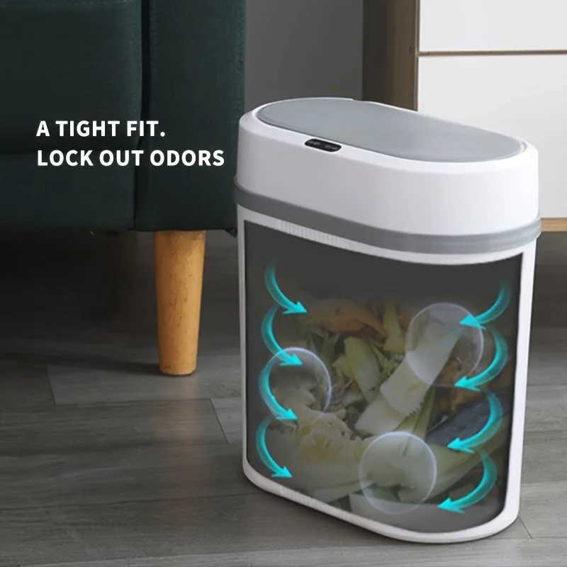 1 economical intelligent contactless bathroom trash can - waterproof narrow small trash can for kitchen office and daily life Y241105