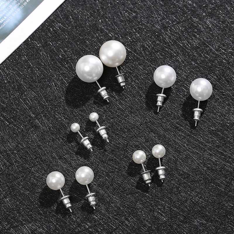 Fashion Simple White Pearl Stud Earrings For Women Girls Minimalist Ear Jewelry Size 4/6/8/10/12mmX241023
