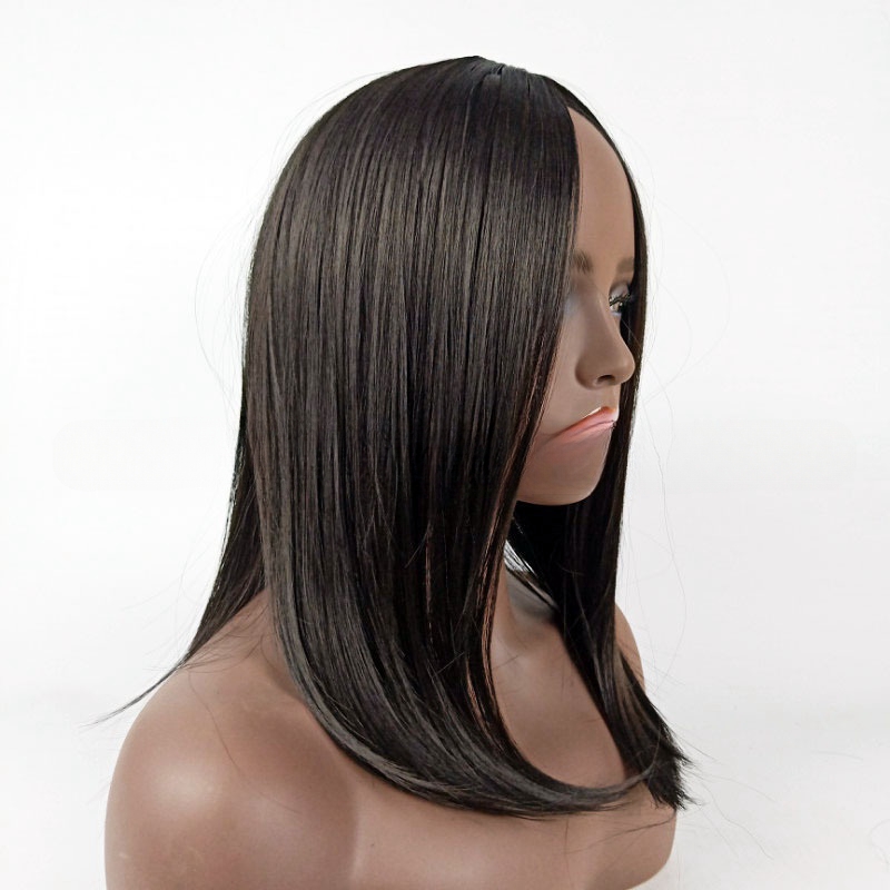 Women's fashion medium-length wig clavicle hair Bob head cover female chemical fiber straight hair