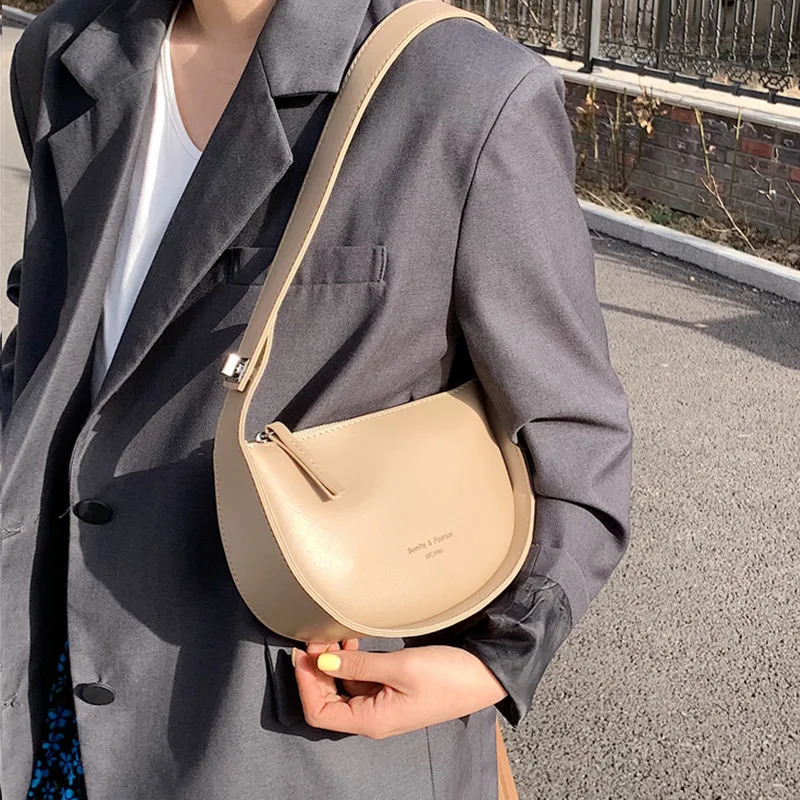 Burminsa Saddle Small Crossbody Bags For Women 2024 Trend Semicircle Shoulder Bag PU Leather Ladies Handbags And Purses 241017