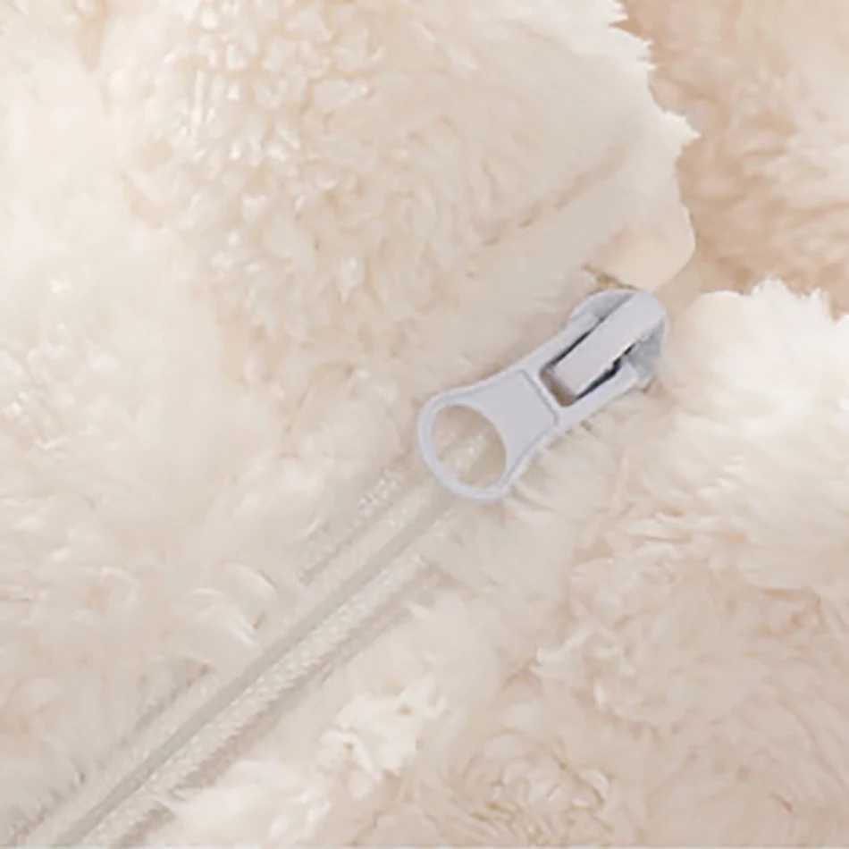 Neutral childrens plush wool coat suitable for layering and outdoor play soft and comfortable warm suitable for all seasons W241023