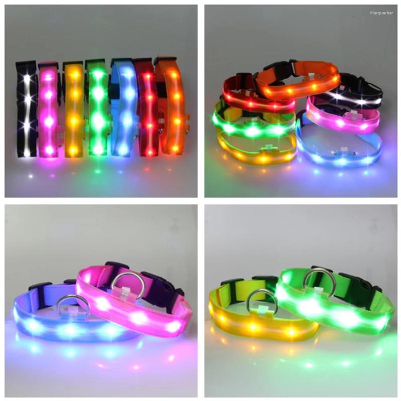 Dog Collars 25CM Nylon Pet Collar Night Safety LED Light-up Flashing Glow In The Dark Lighted Circular Pendant Size S (Blue Ligh