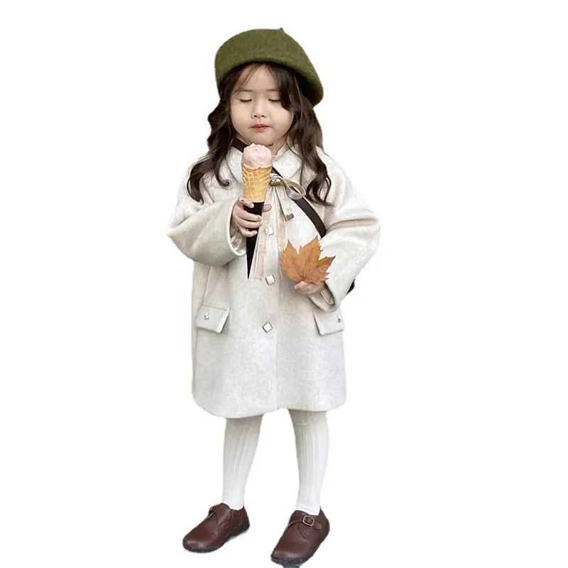 Womens wool coat jacket cotton coat 2023 Lovable Warm Thicken Plus Velvet Winter Autumn Teenager Childrens Clothing W241023