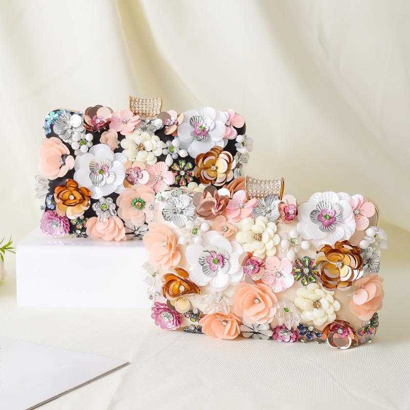 CMM New Evening Bag Handmade Flower Handbag Party Womens Handbag Evening Dress Bag Bead Embroidery Bag