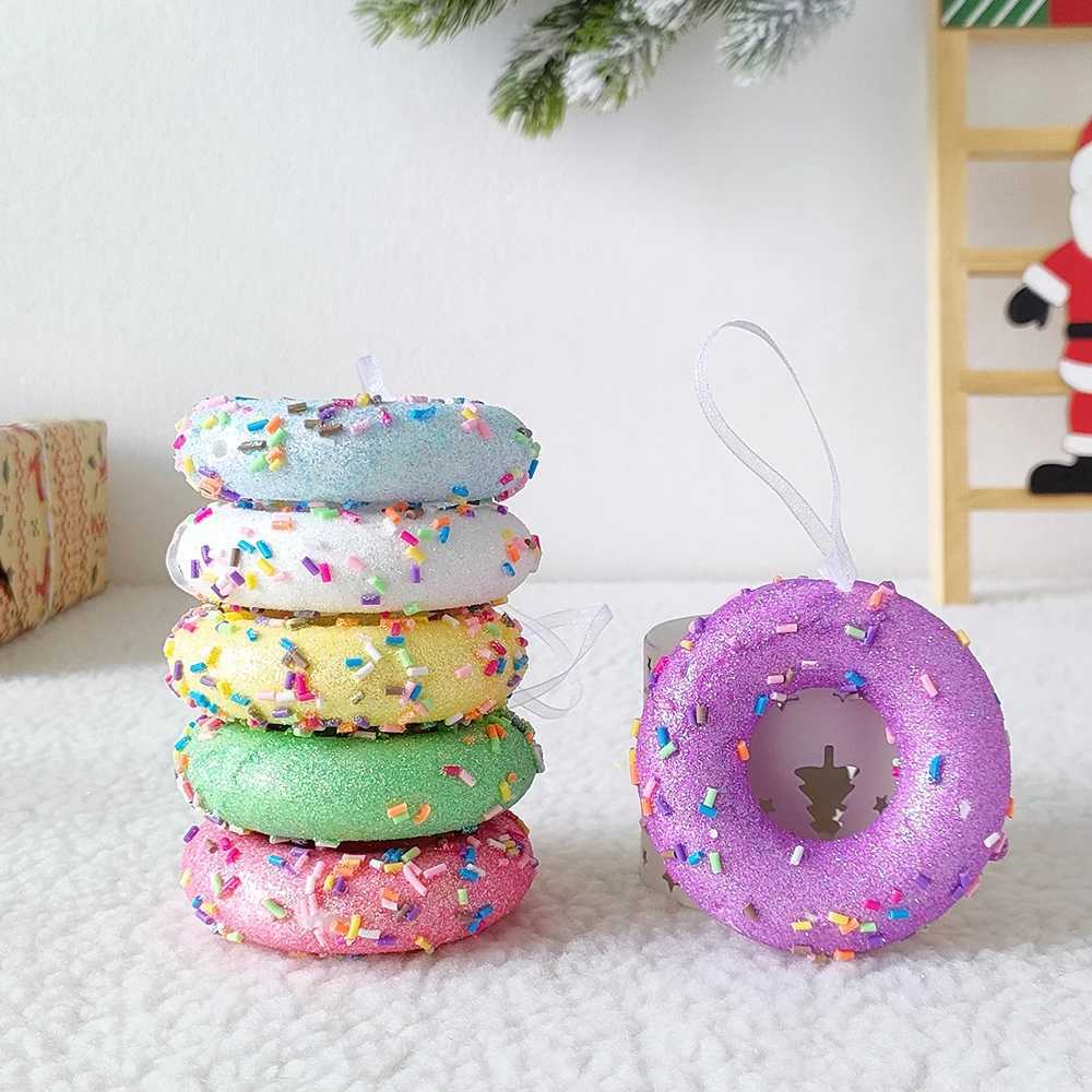 New Arrival 1 box of Christmas balls aron cream donuts candy shaped Christmas tree pendant He New Year Navidad Christmas Decor Z241024