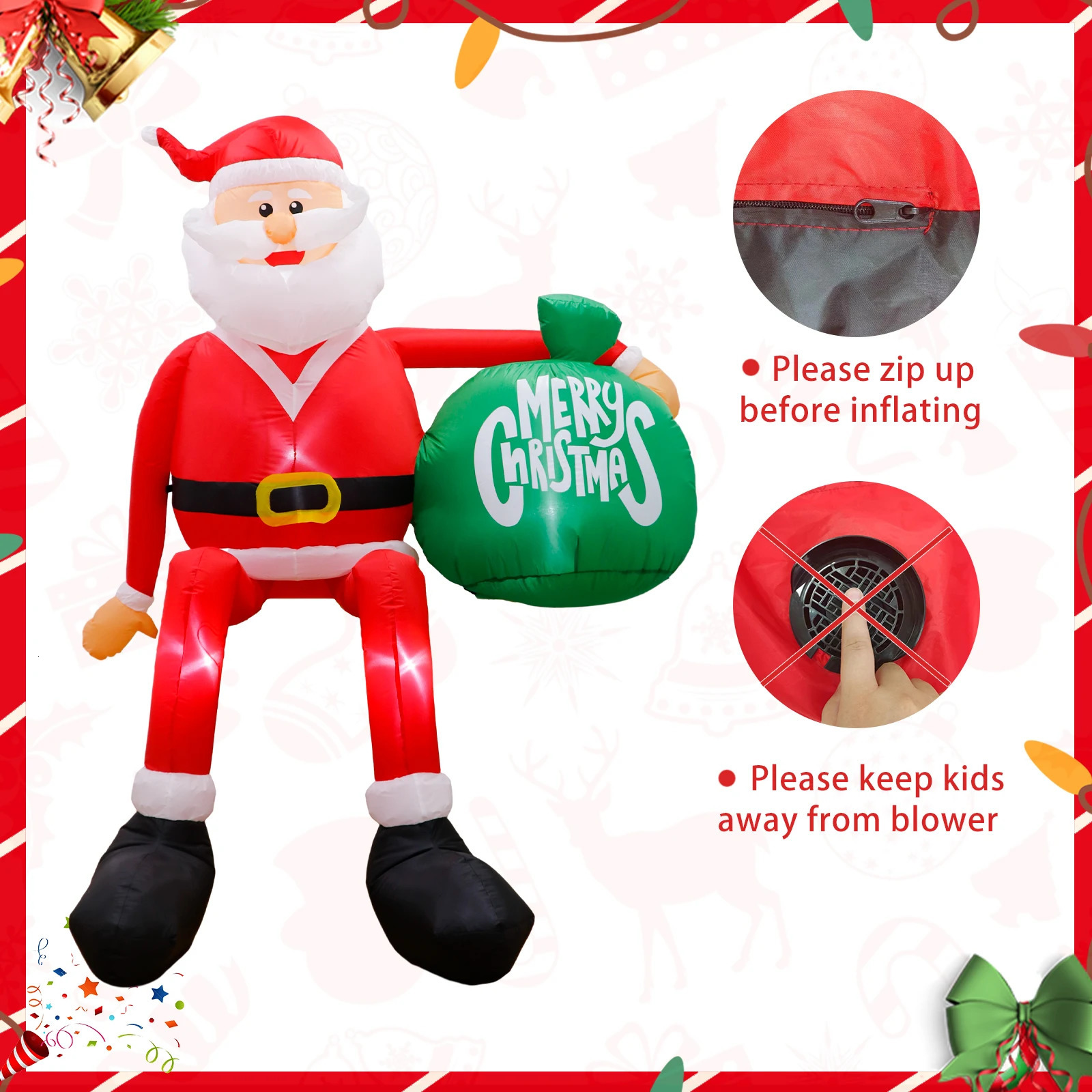 8-foot climbing Santa Claus inflatable Christmas yard decoration with LED ed for outdoor decoration 241024
